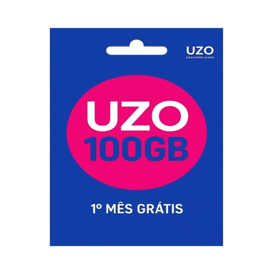 Cartão SIM Uzo 100GB Data+2000 Min+SMS por 1 Mês